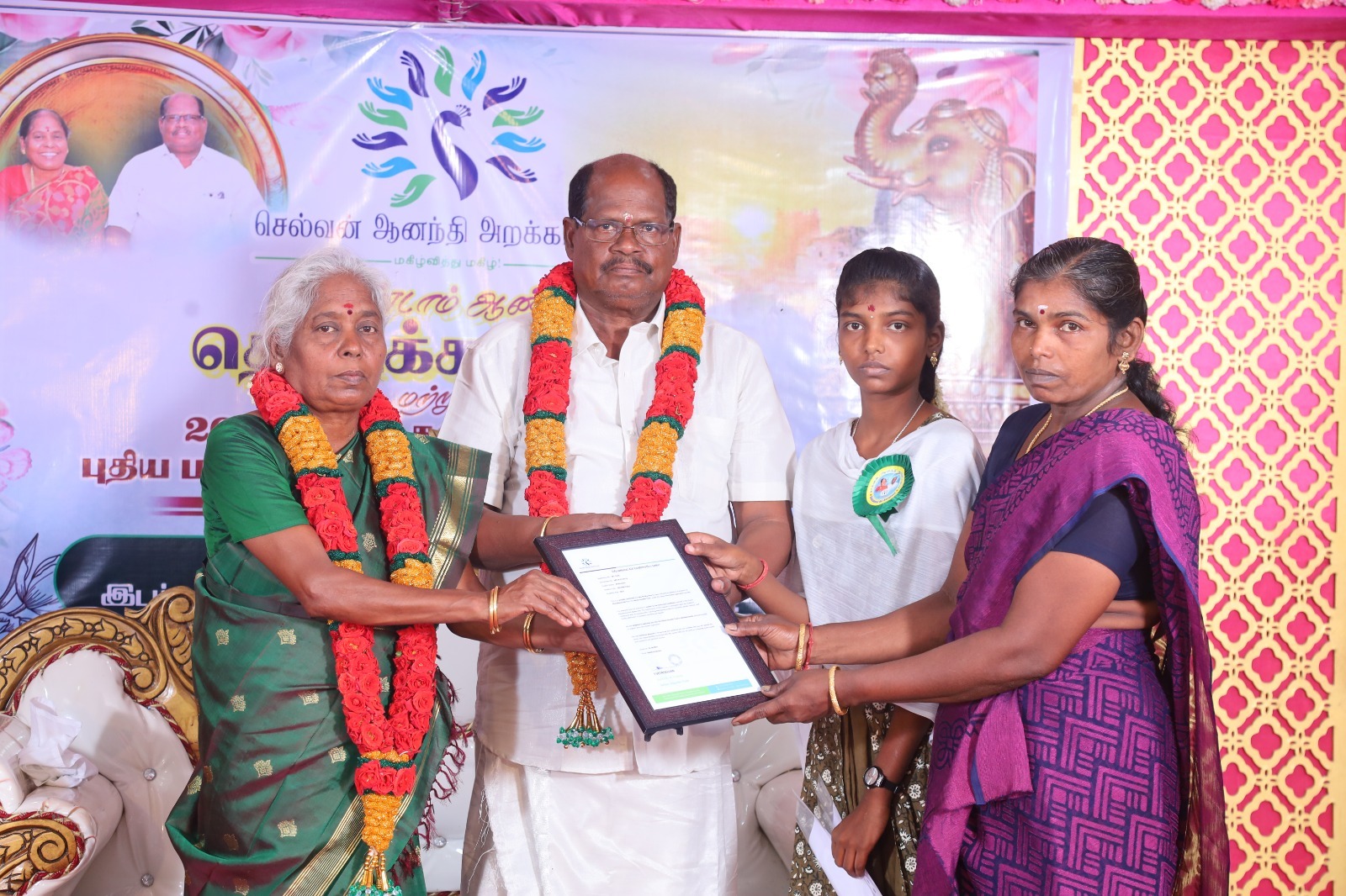Founder presenting scholarship